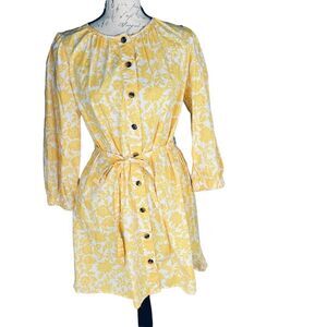 Who what wear size large yellow floral belted  dress size large